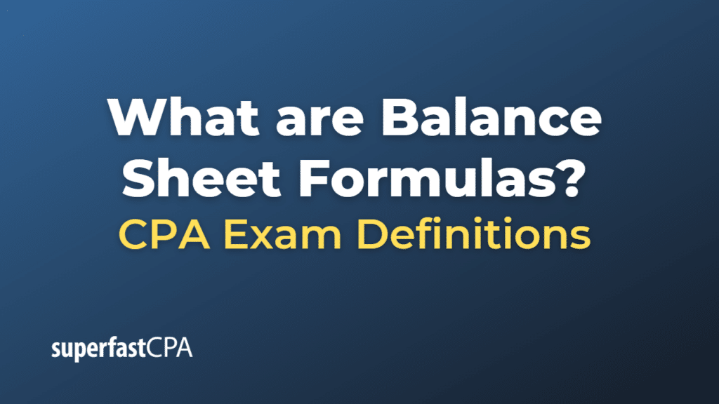 Balance Sheet Formulas