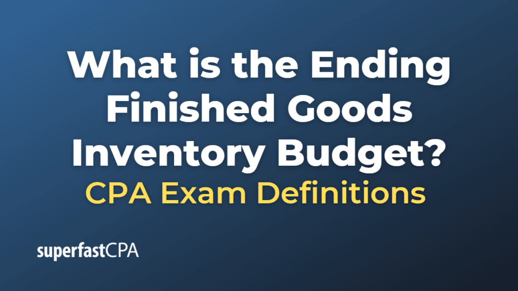 Ending Finished Goods Inventory Budget