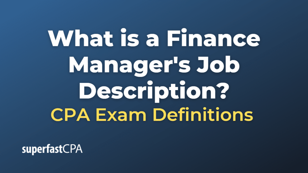 Finance Manager Job Description
