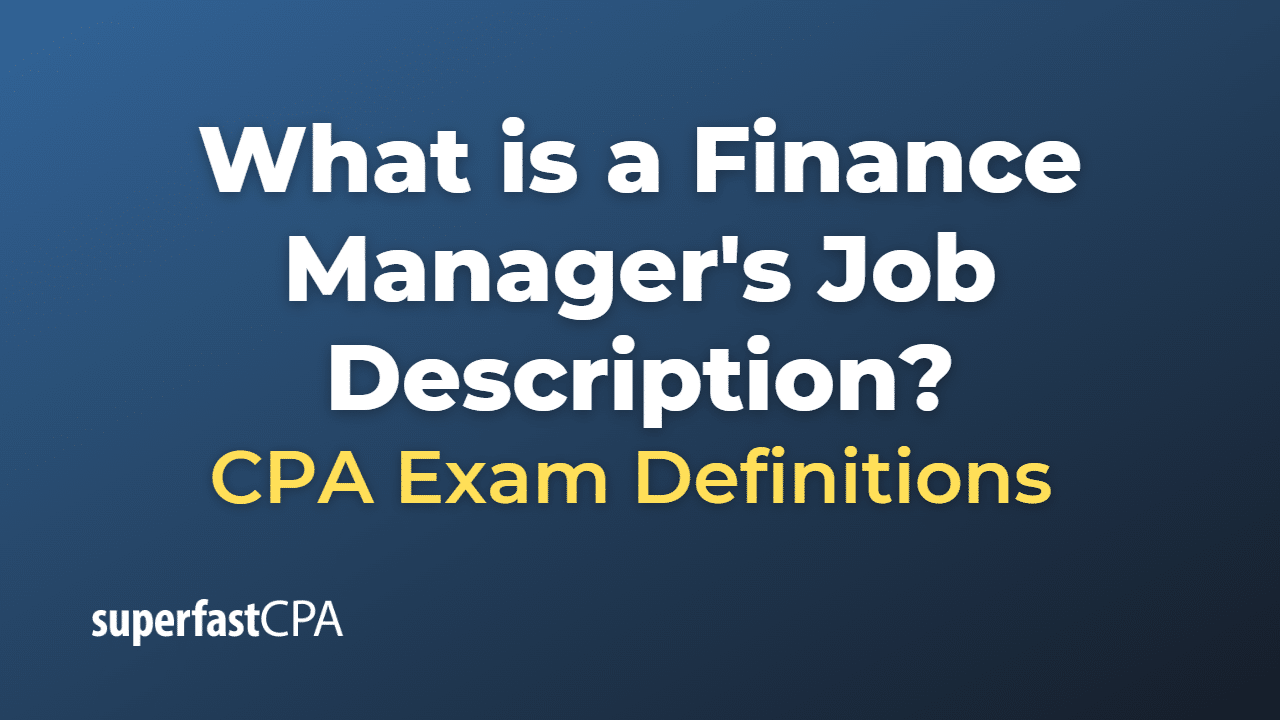 Finance Manager Job Description
