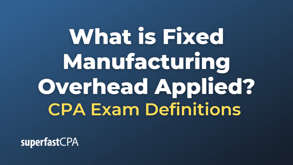 Fixed Manufacturing Overhead Applied