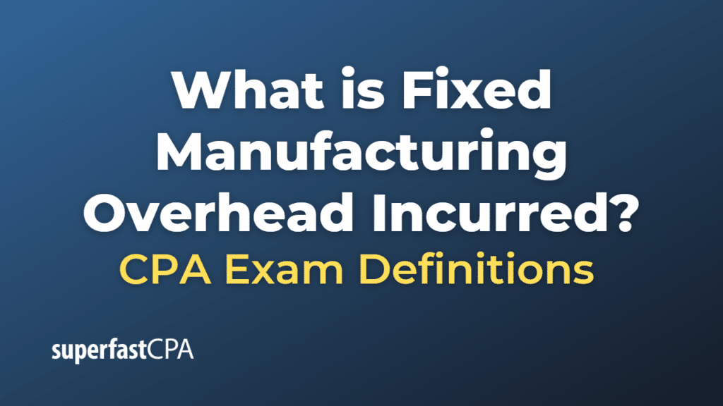 Fixed Manufacturing Overhead Incurred