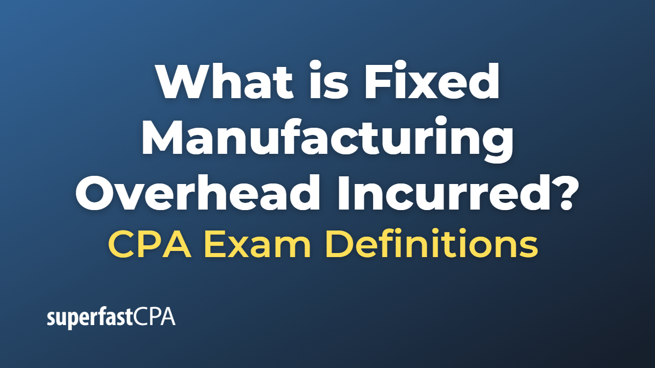 What is Fixed Manufacturing Overhead Incurred?