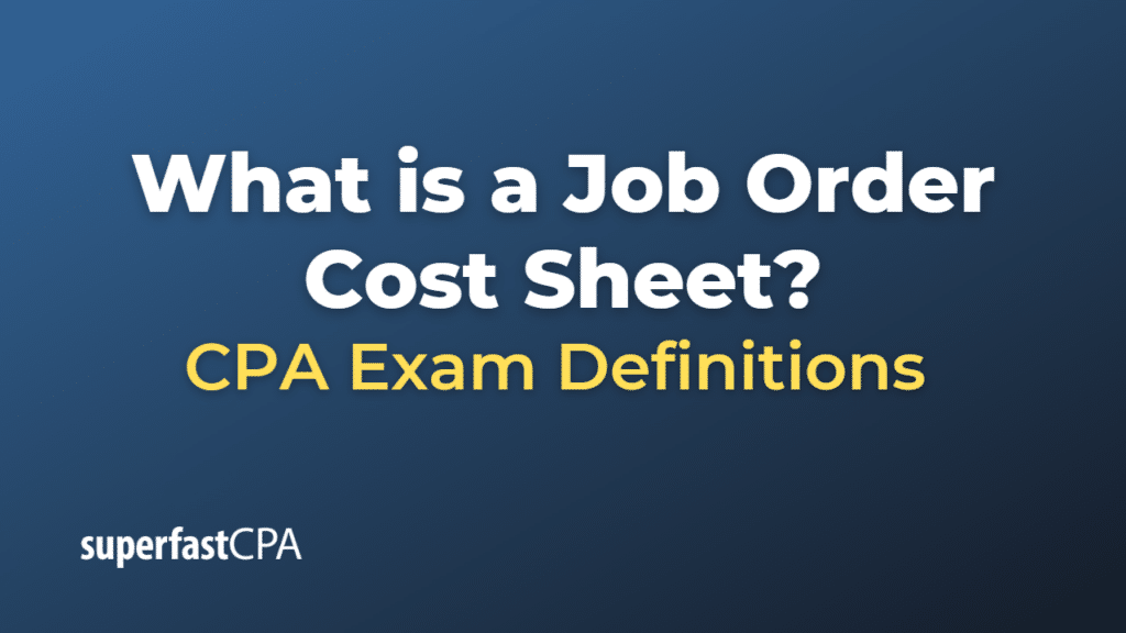 Job Order Cost Sheet