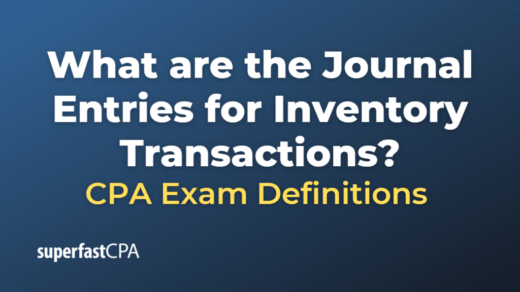 Journal Entries for Inventory Transactions