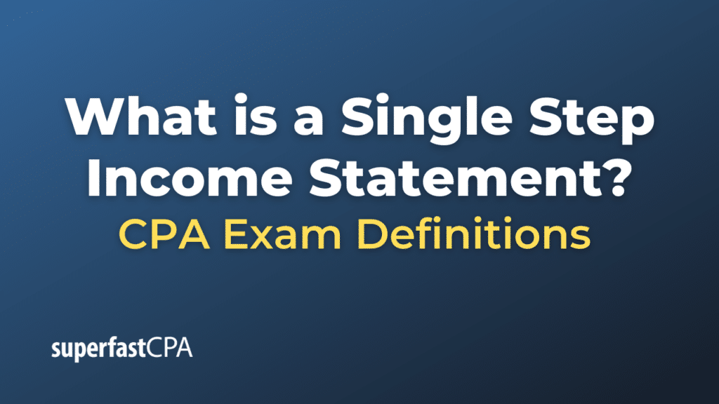 Single Step Income Statement