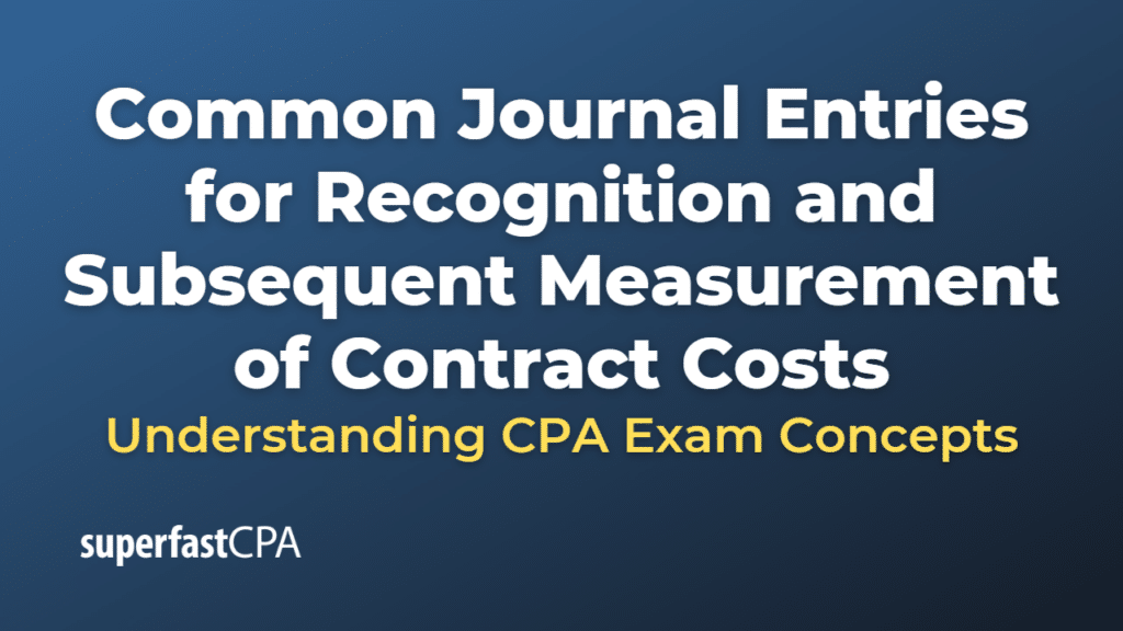 Common Journal Entries for Recognition and Subsequent Measurement of Contract Costs