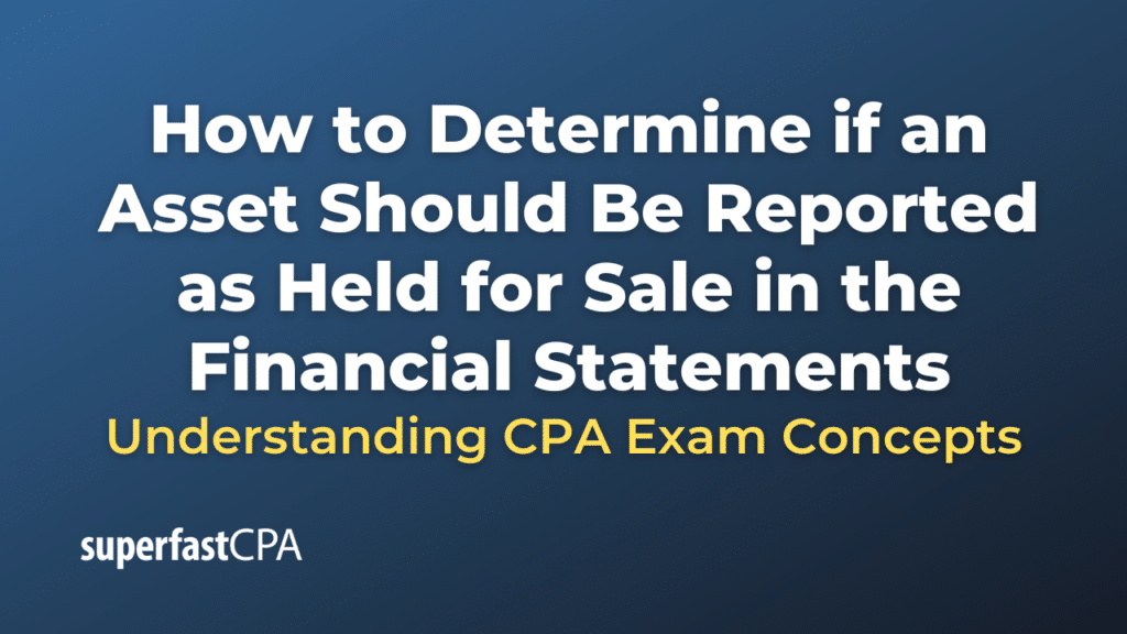 How to Determine if an Asset Should Be Reported as Held for Sale in the Financial Statements