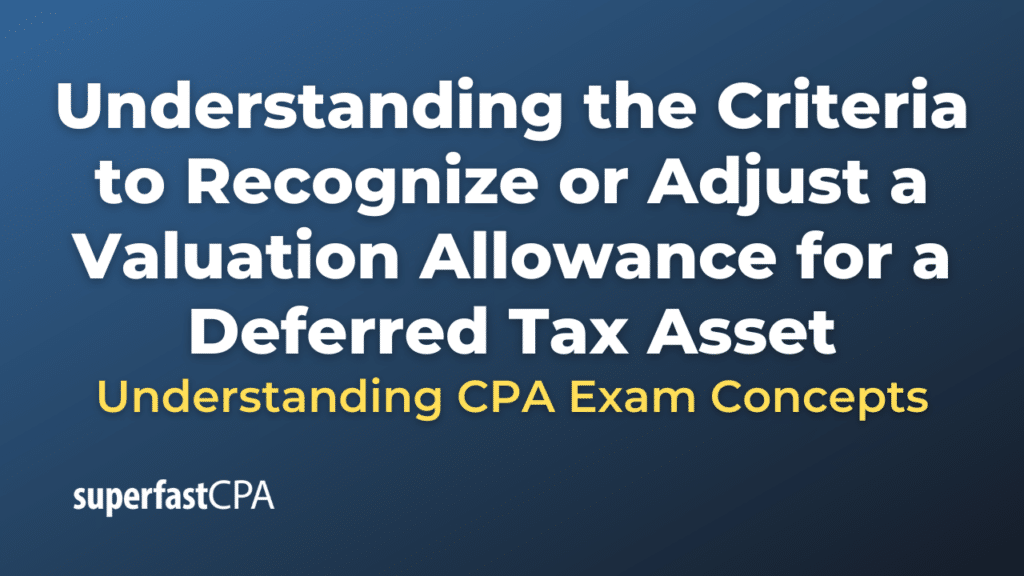 Understanding the Criteria to Recognize or Adjust a Valuation Allowance for a Deferred Tax Asset