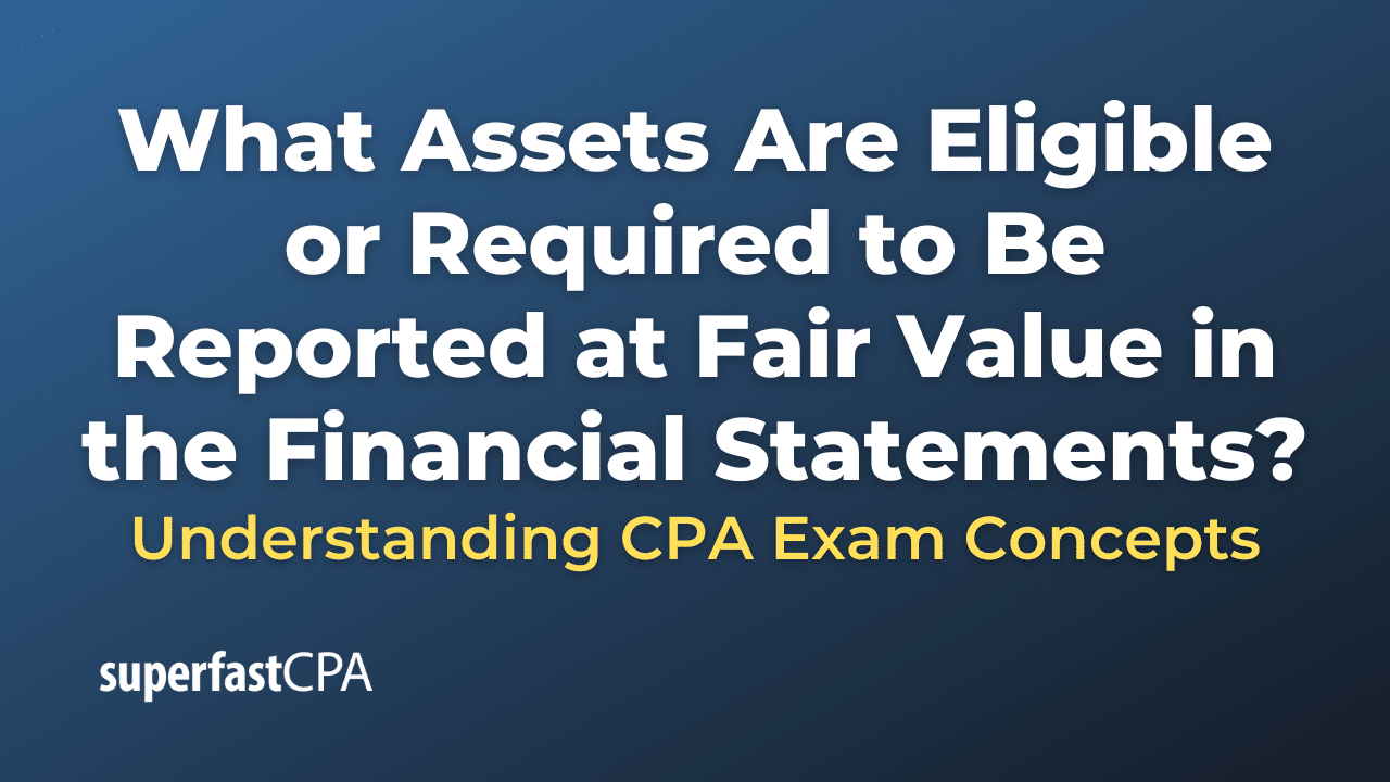 What Assets Are Eligible or Required to Be Reported at Fair Value in the Financial Statements