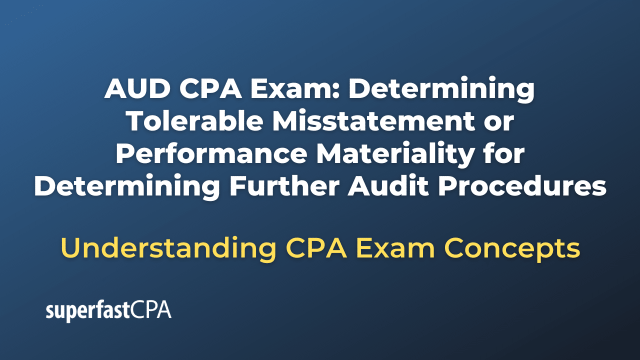 Determining Tolerable Misstatement or Performance Materiality for Determining Further Audit Procedures