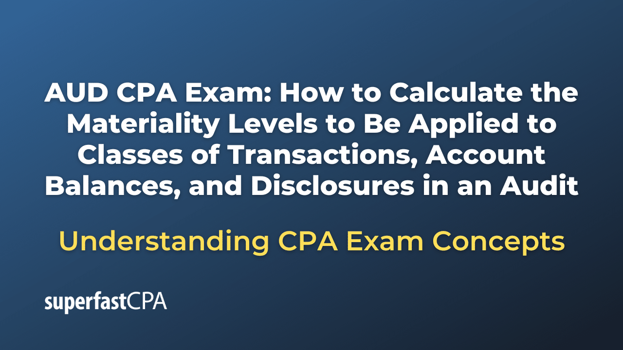 How to Calculate the Materiality Levels to Be Applied to Classes of Transactions, Account Balances, and Disclosures in an Audit
