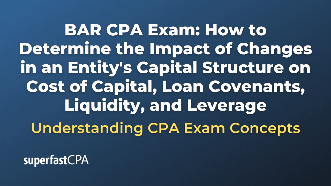 How to Determine the Impact of Changes in an Entity's Capital Structure on Cost of Capital, Loan Covenants, Liquidity, and Leverage