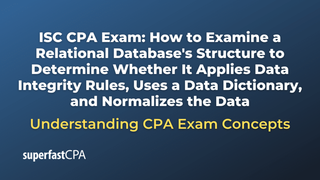 How to Examine a Relational Database's Structure to Determine Whether It Applies Data Integrity Rules, Uses a Data Dictionary, and Normalizes the Data
