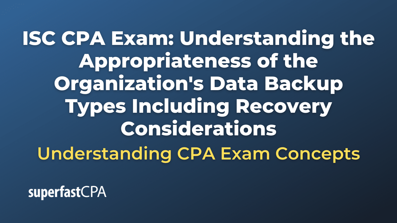 Understanding the Appropriateness of the Organization's Data Backup Types Including Recovery Considerations