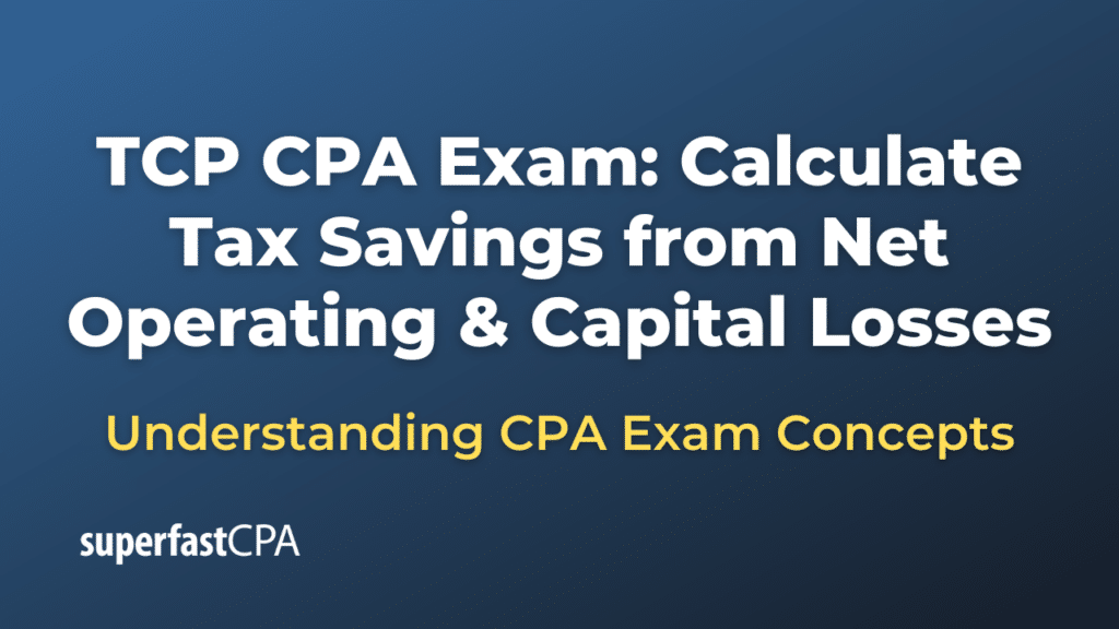Calculate Tax Savings from Net Operating & Capital Losses