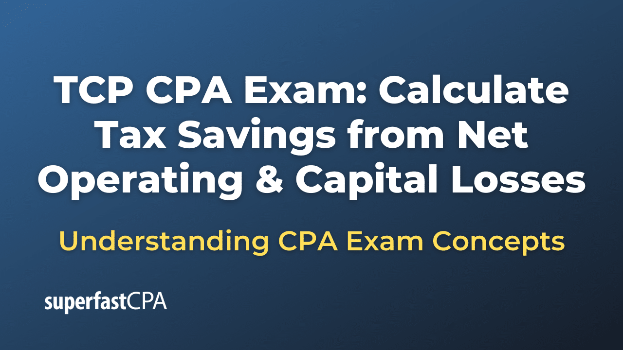 Calculate Tax Savings from Net Operating & Capital Losses