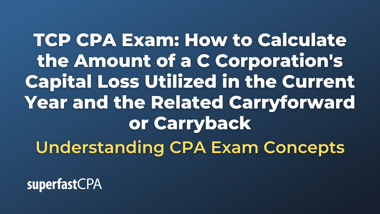 How to Calculate the Amount of a C Corporation's Capital Loss Utilized in the Current Year and the Related Carryforward or Carryback