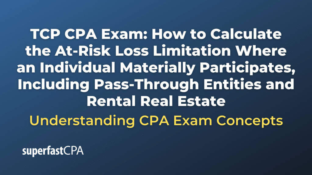 How to Calculate the At-Risk Loss Limitation Where an Individual Materially Participates, Including Pass-Through Entities and Rental Real Estate