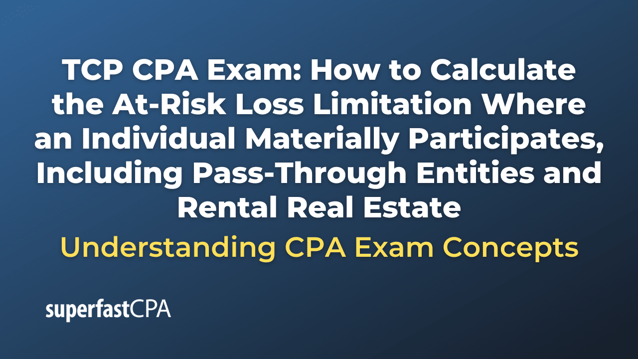 How to Calculate the At-Risk Loss Limitation Where an Individual Materially Participates, Including Pass-Through Entities and Rental Real Estate