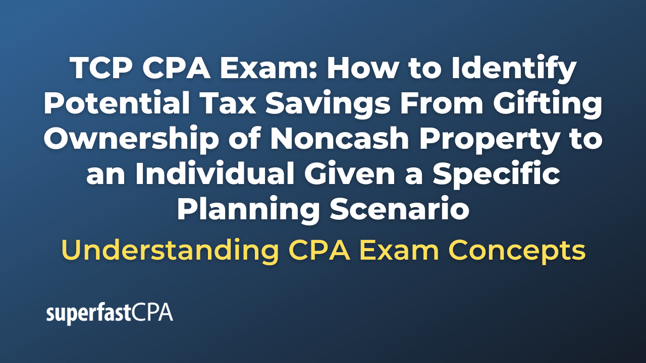 How to Identify Potential Tax Savings From Gifting Ownership of Noncash Property to an Individual Given a Specific Planning Scenario