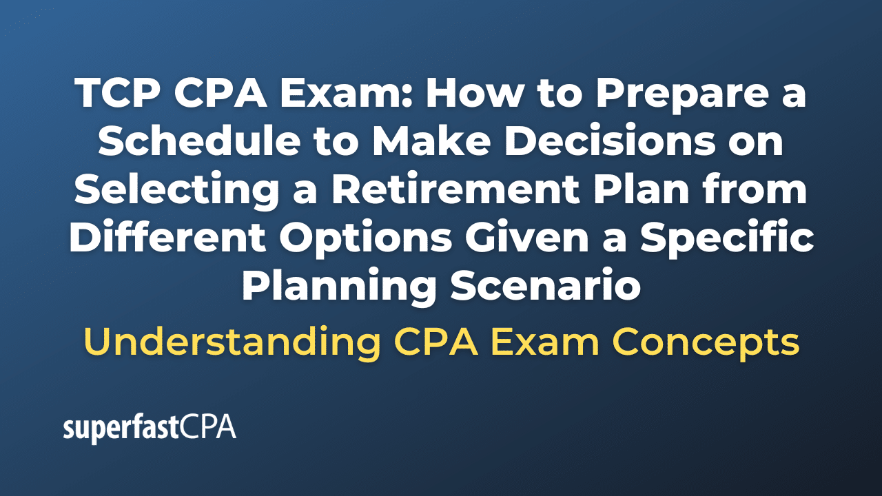 How to Prepare a Schedule to Make Decisions on Selecting a Retirement Plan from Different Options Given a Specific Planning Scenario