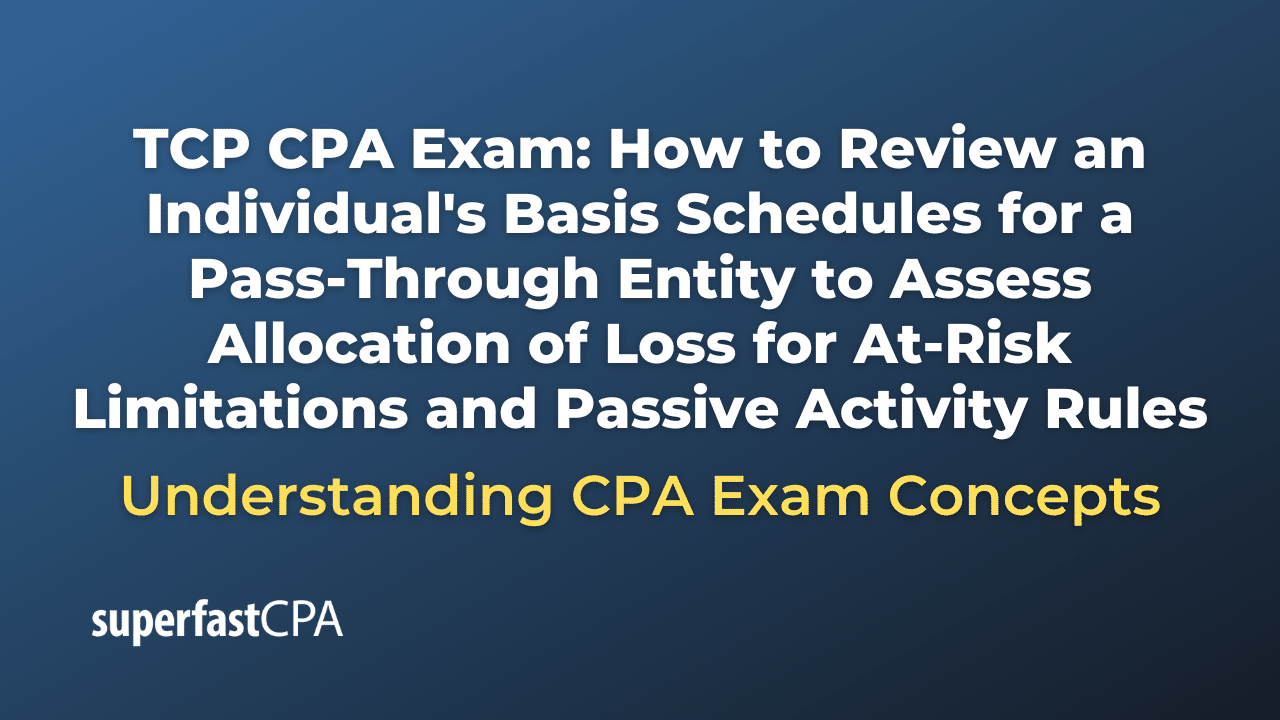 How to Review an Individual's Basis Schedules for a Pass-Through Entity to Assess Allocation of Loss for At-Risk Limitations and Passive Activity Rules