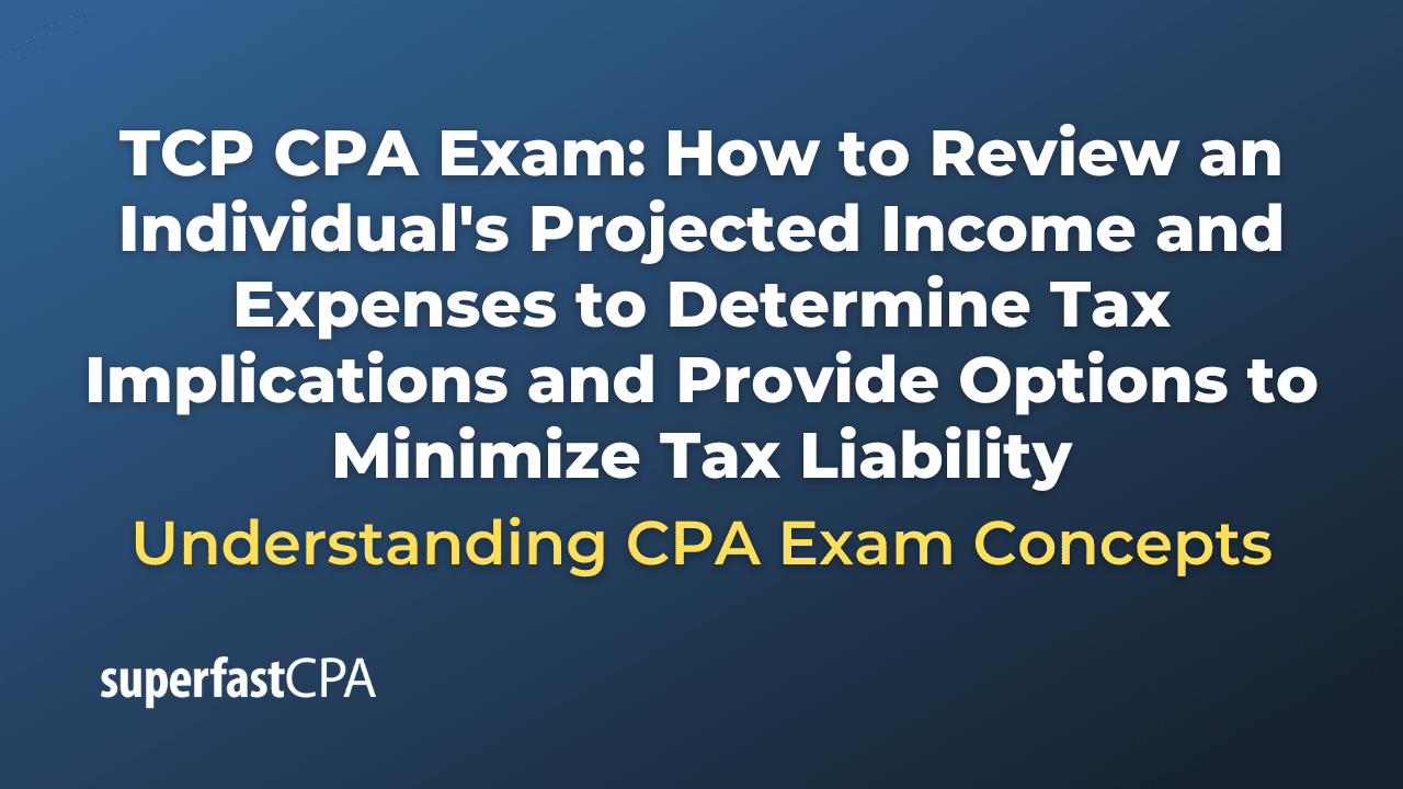 How to Review an Individual's Projected Income and Expenses to Determine Tax Implications and Provide Options to Minimize Tax Liability