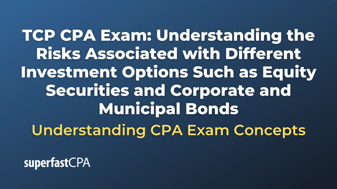Understanding the Risks Associated with Different Investment Options Such as Equity Securities and Corporate and Municipal Bonds